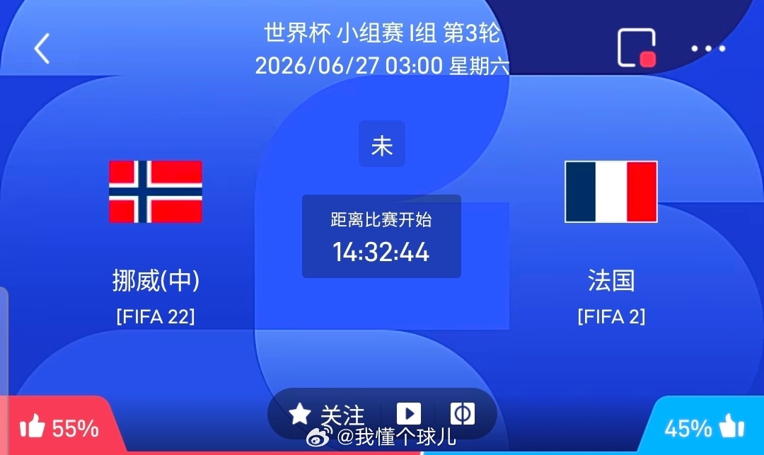 【足球】周五061世界杯方向：挪威vs法国世界杯：挪威VS法国时间：2026-0