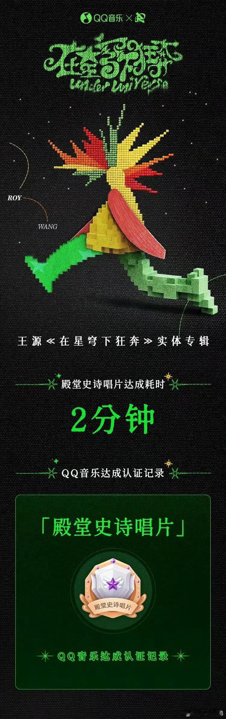 王源实体专辑2分钟破5000w王源实体专辑《在星穹下狂奔》Q音捷报，两分钟五千万