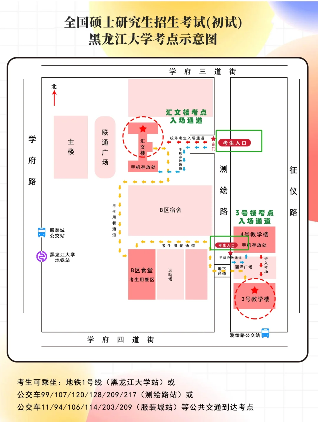 黑龙江大学考研考点示意图