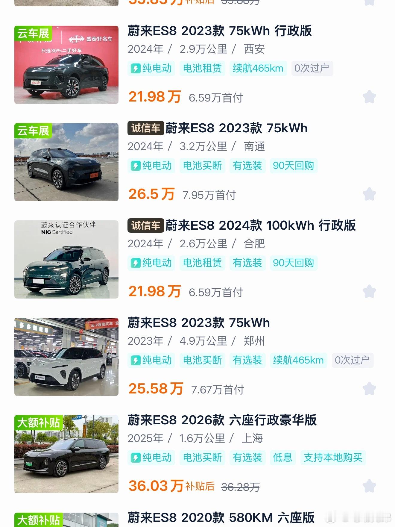 关于蔚来二手保值率回升，我以为是二手车商阿力他们在搞段子收车，自己去第三方一搜果