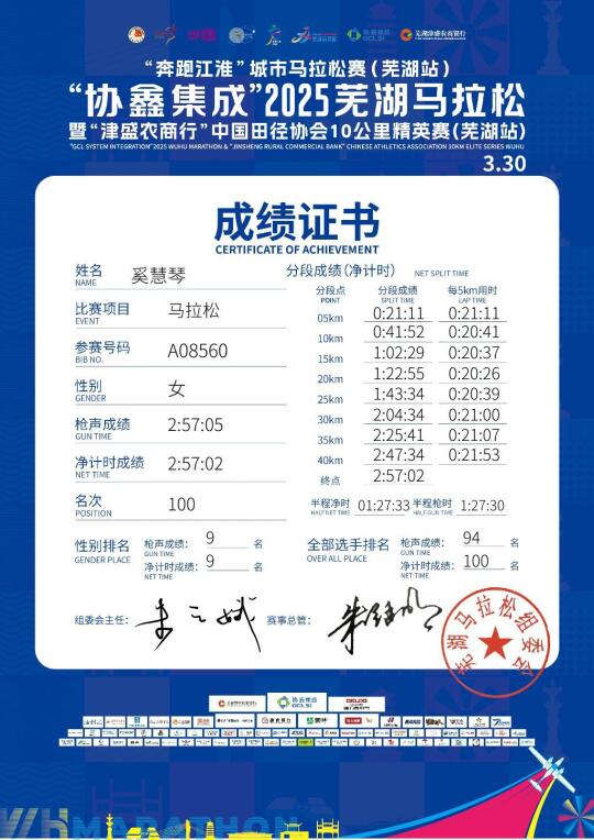 芜湖航空马拉松证书出来了！