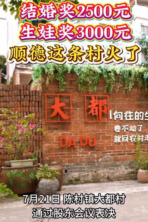 顺德神仙村居！结婚生娃直接发钱，太暖心了👏

真的被顺德的惠民政策狠狠圈粉了！