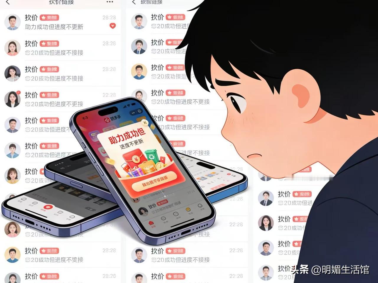 “差0.01元即可提现！”“邀请1人立马到账！”
 
拼多多的红包、砍价、0元拿