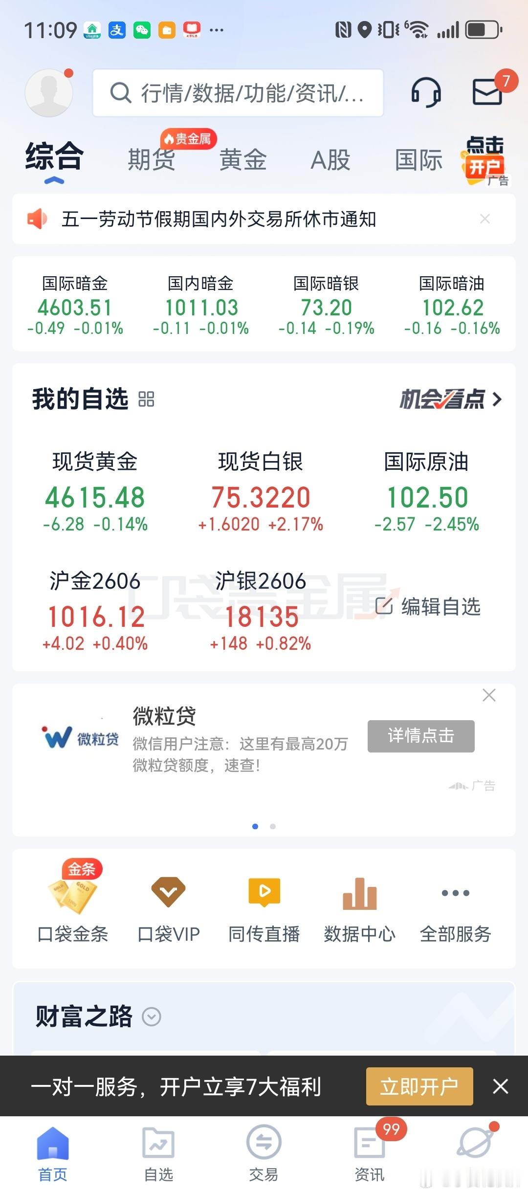 实时暗金行情（截图实时数据）📊 国际暗金：4603.51，跌幅-0.01%📊