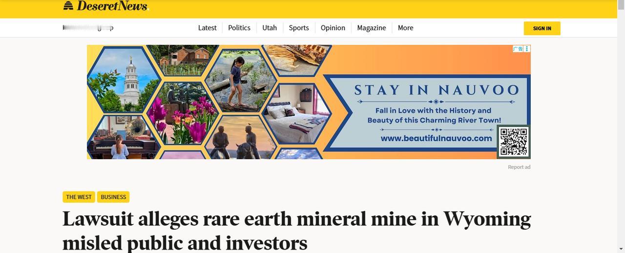 你要的国外稀土项目众多的问号来了一个解答......

外媒：诉讼指控怀俄明州稀