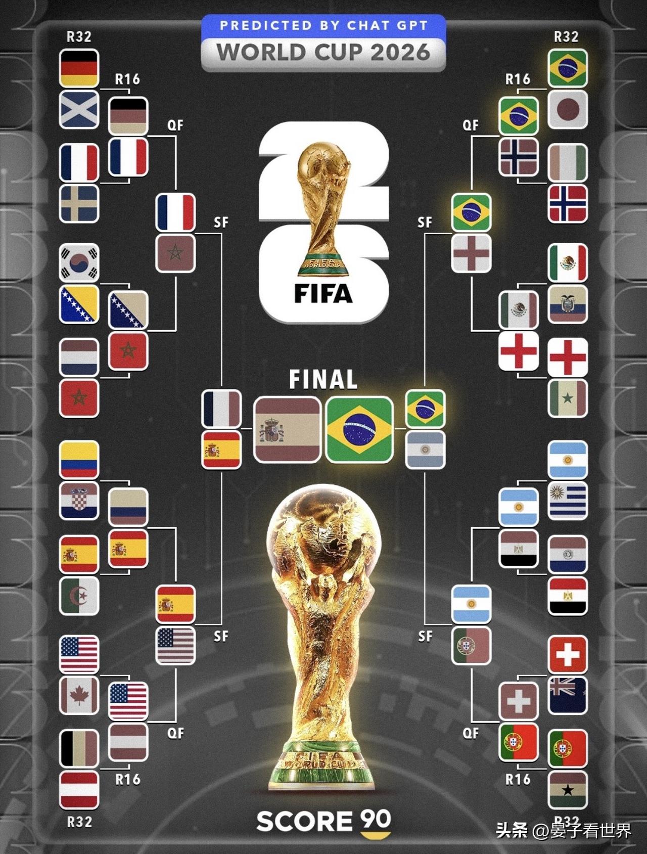 2026世界盃最新預測奪冠球隊：巴西🇧🇷🏆
We asked ChatGP