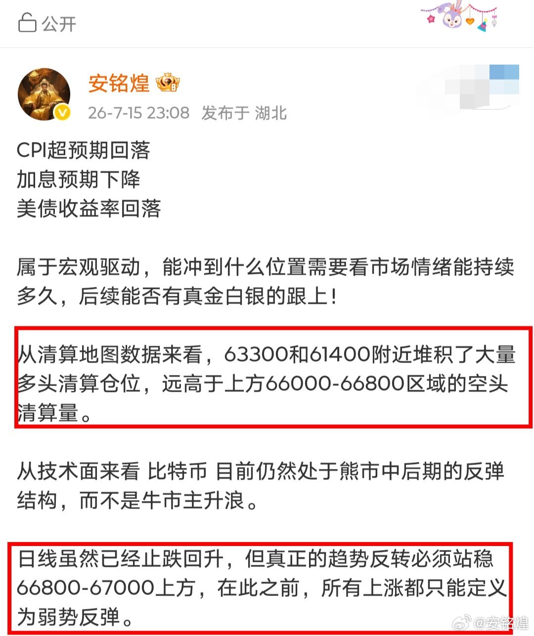 大饼内部走了一單空，65500附近上车，第一目标64500已经破位了，目前已经吃