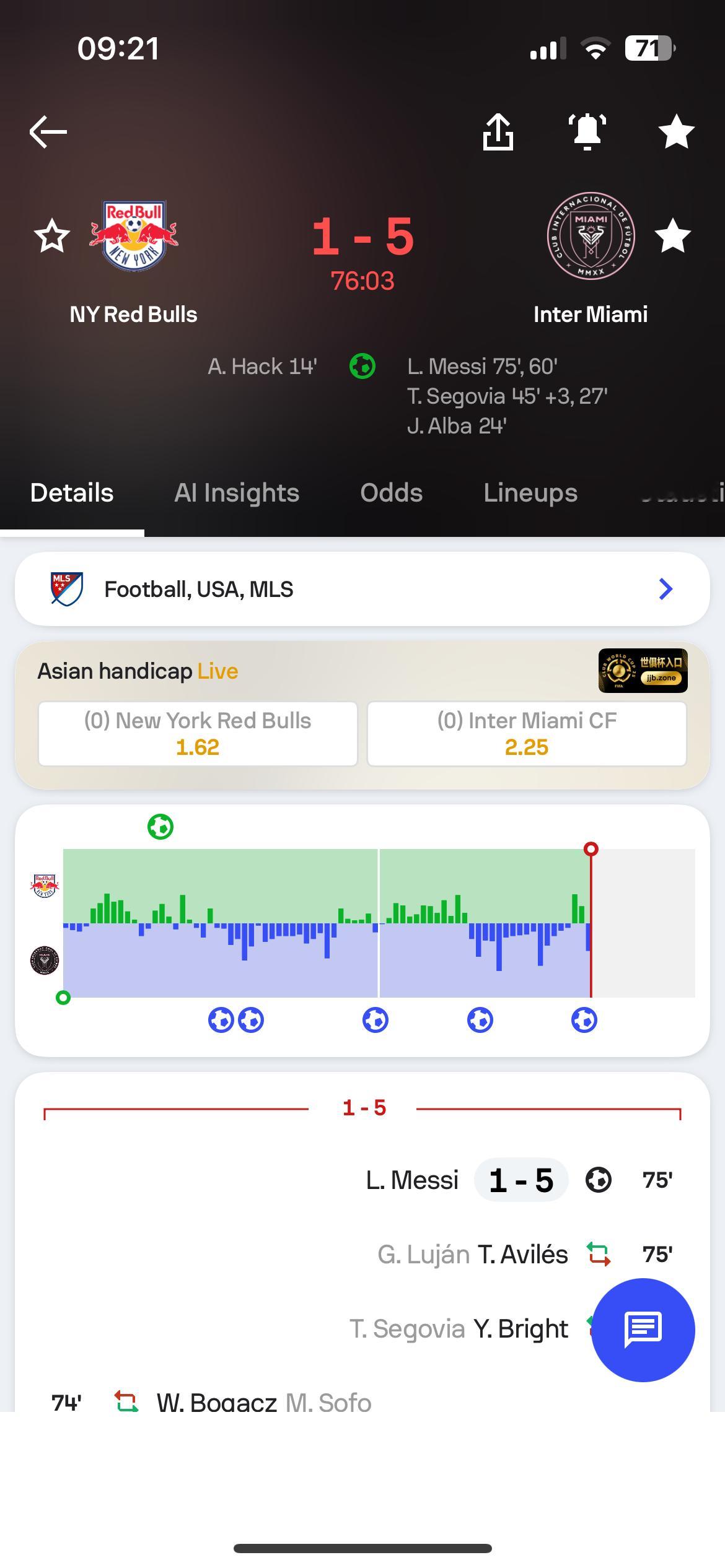 梅西梅开二度！迈阿密5:1！梅西本场2球1助攻，独造3球！ 太帅了！GOAT🐐