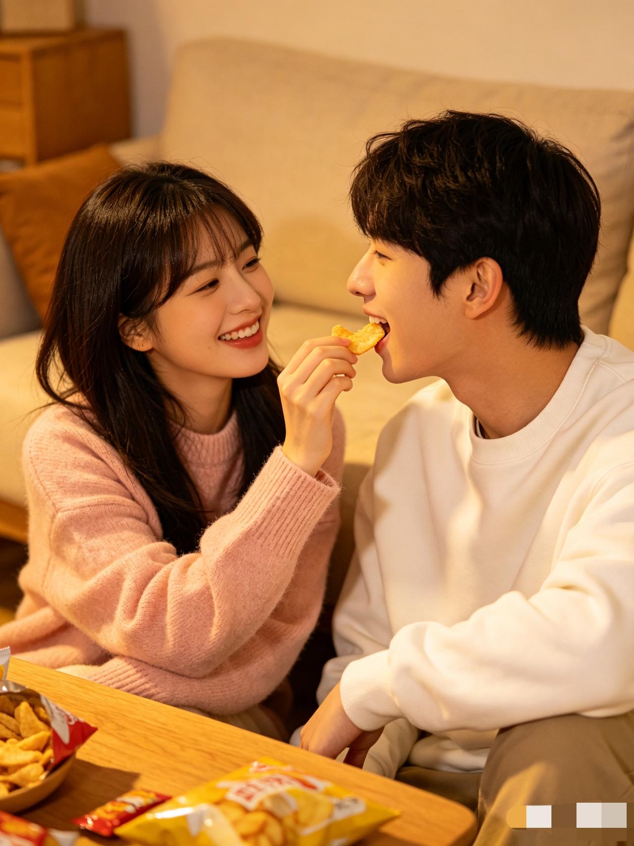 有没有兄弟跟我一样，
老婆手里有点好吃的，
第一口永远先塞你嘴里。

我身边好多