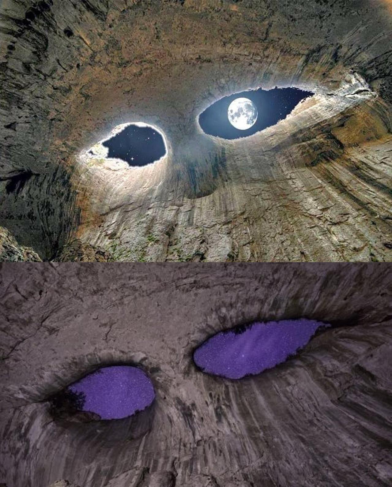 保加利亚普罗霍德纳洞穴（Prohodna Cave）的“上帝之眼”——两个天然洞