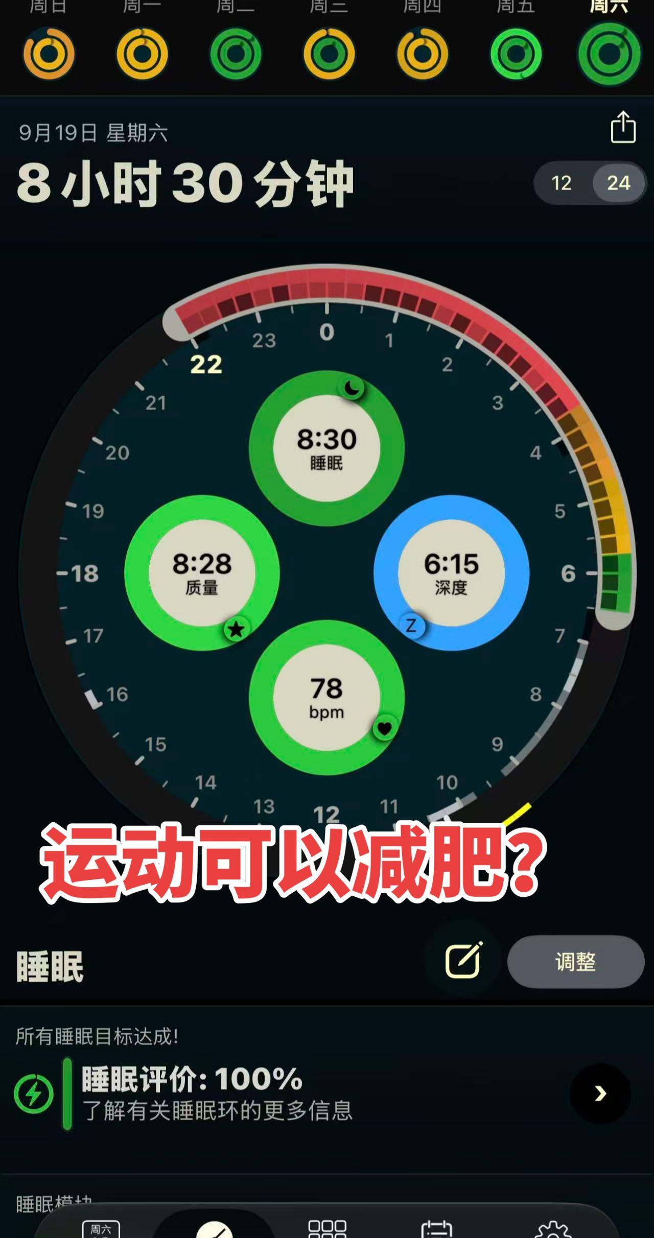 😱睡满8小时得分直接100%！
谁还说运动才能瘦啊，睡够才是王道好吗🤣