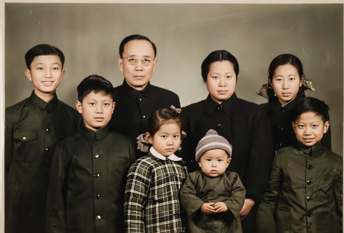 郭沫若一家的全家福，郭夫人也不简单，她是书法名家，1938年与郭沫若成婚，相伴4