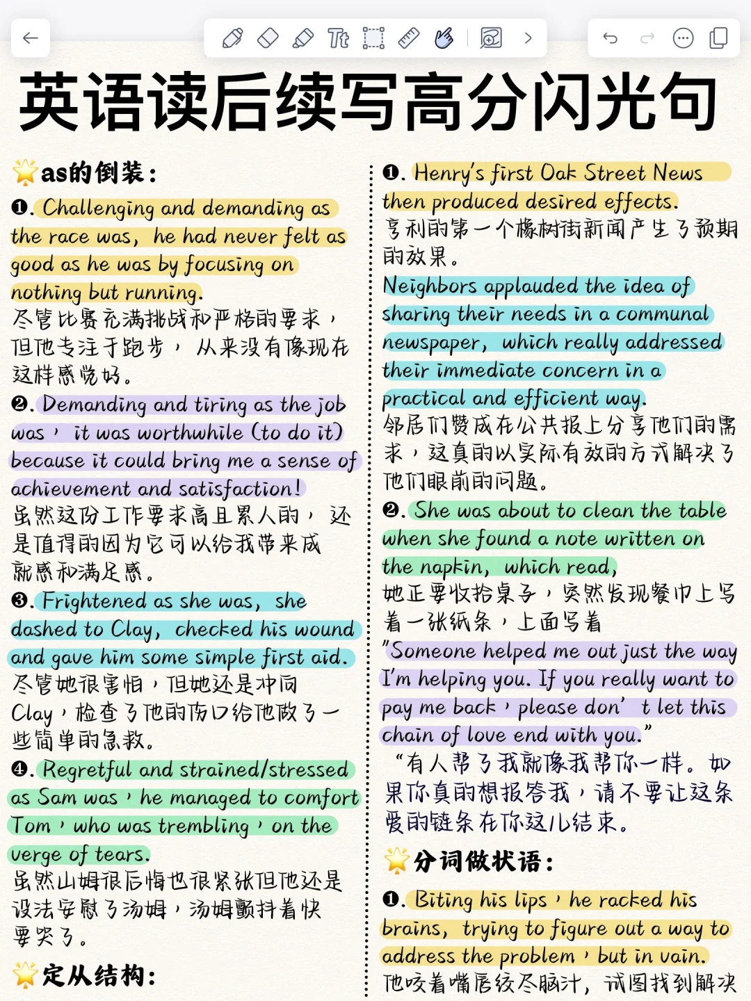 英语读后续写！高分闪光句！背会直接套！稳了！