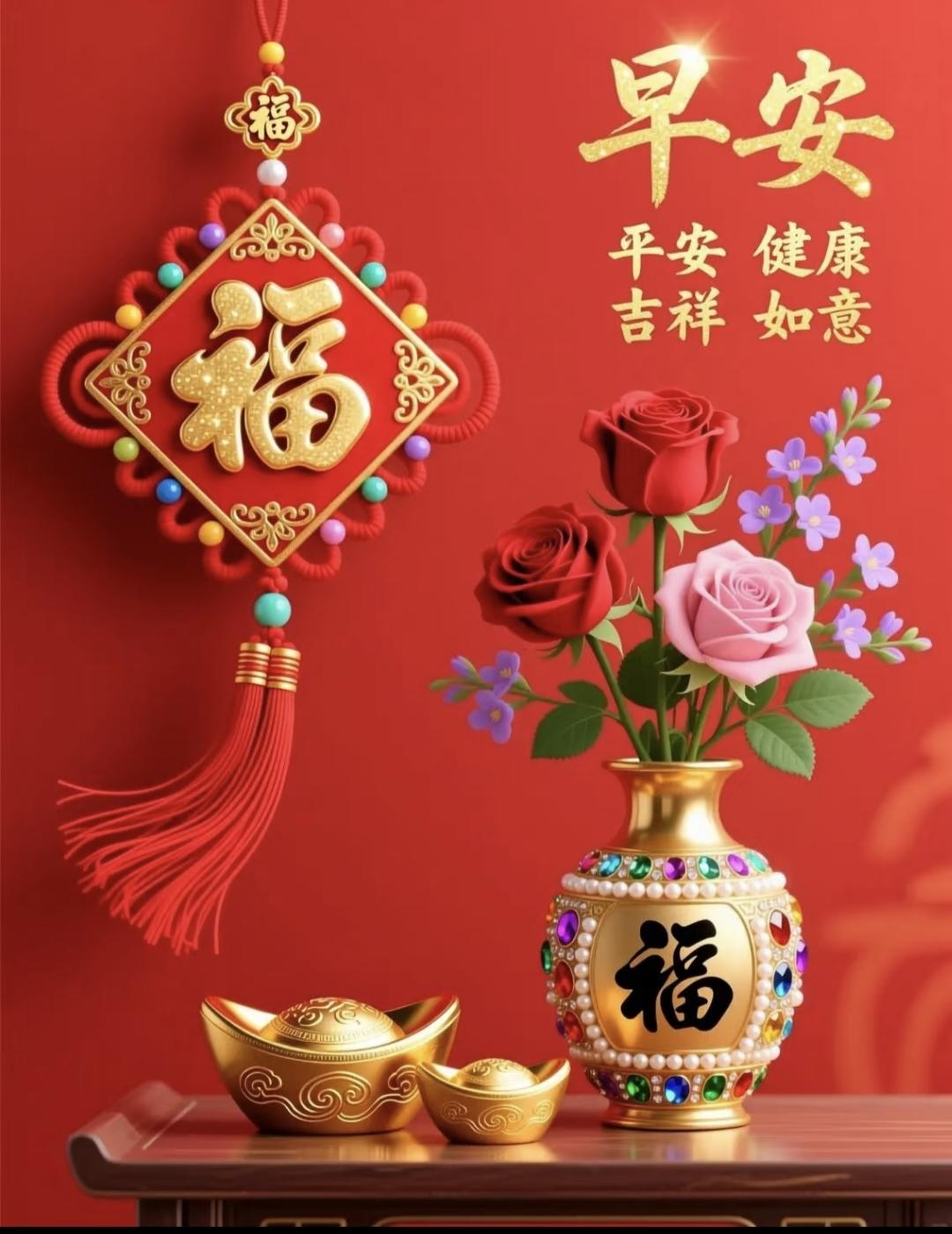早安吉祥！福满四季，平安如意，好事连连，财运亨通。柿柿顺心，五福临门，愿你日日安