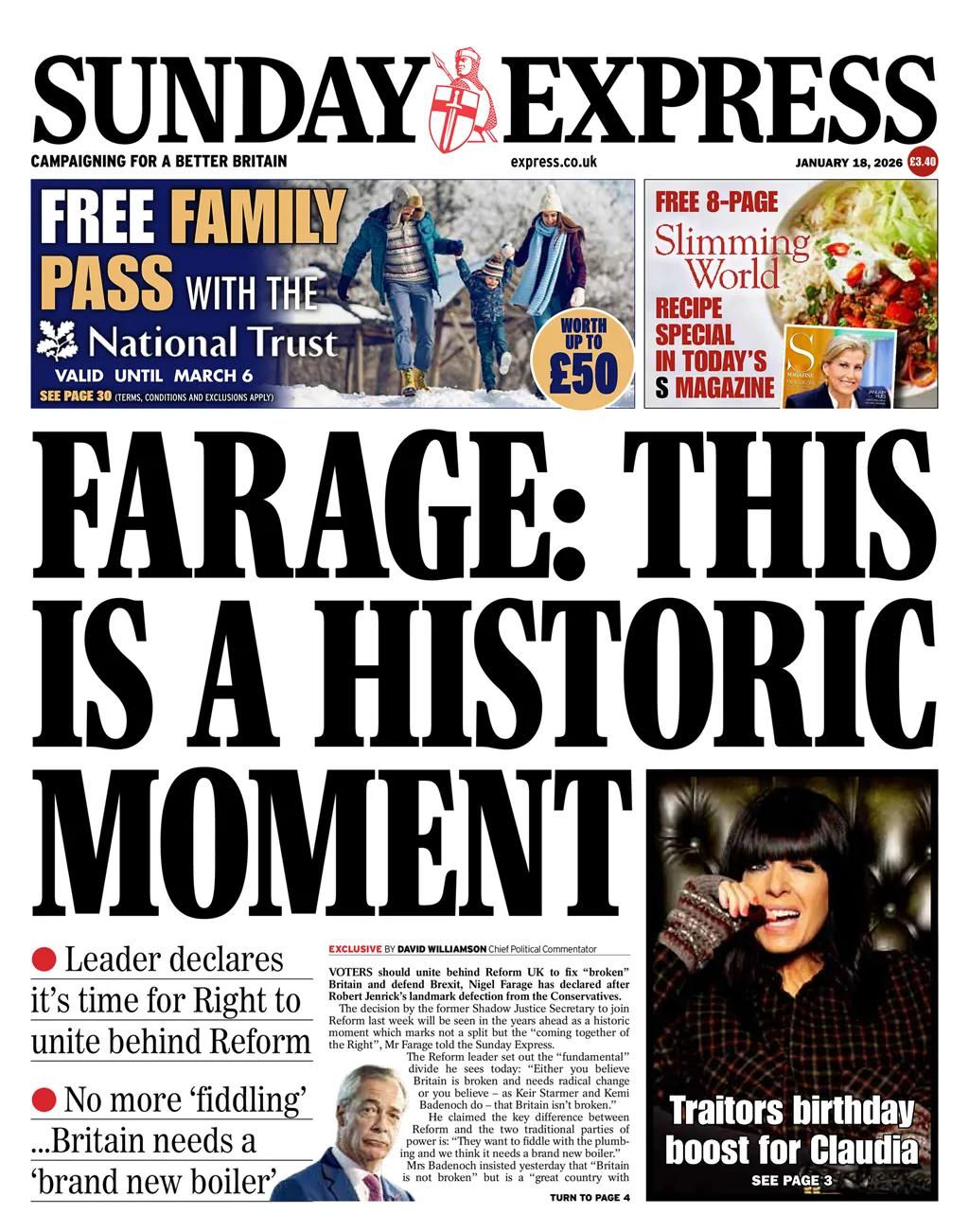 《星期日快报》独家采访了英国版“特朗普”，改革党领导人奈杰尔·法拉奇，他刚刚欢迎