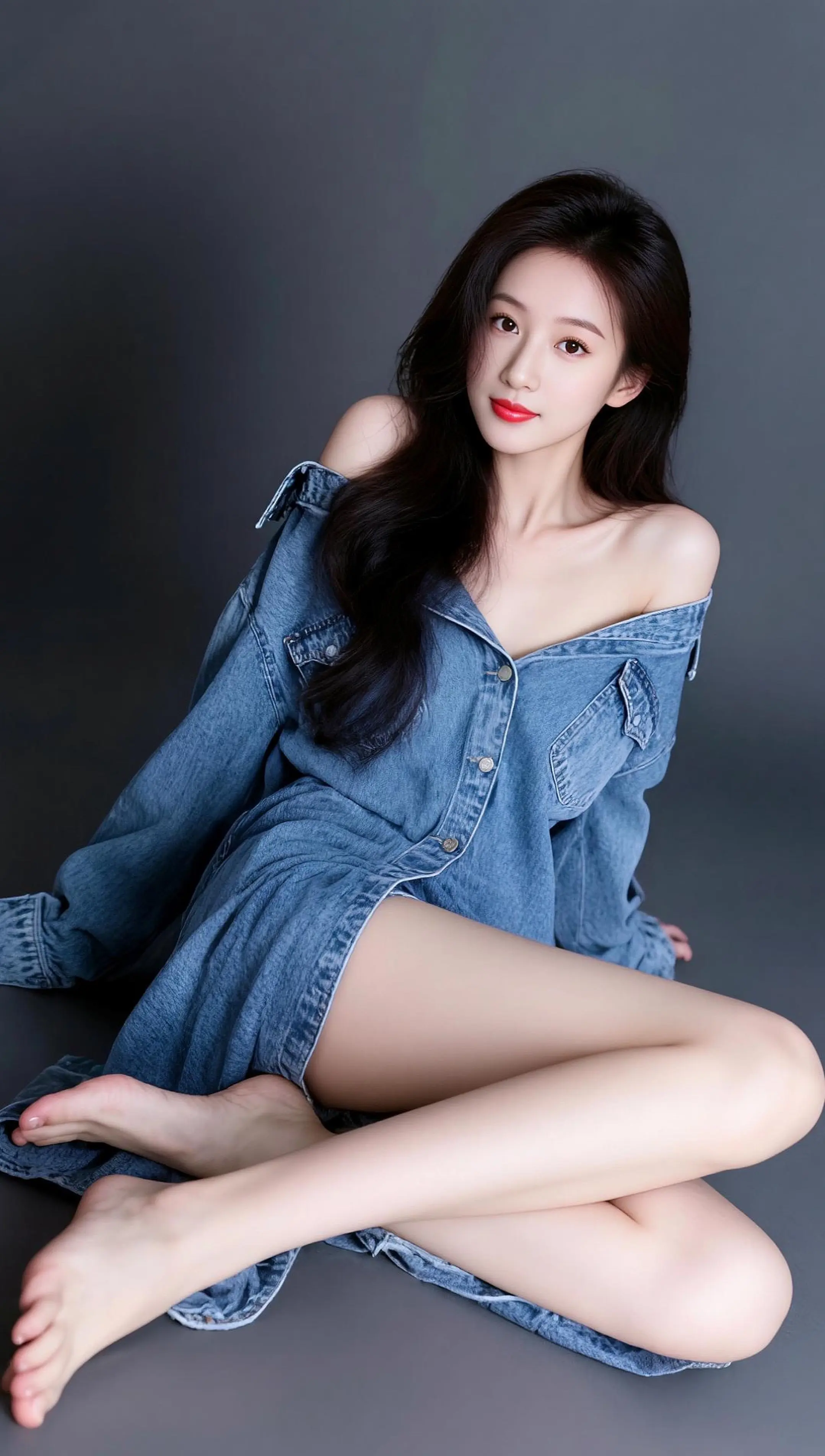 AI牛仔露肩写真 ai创作