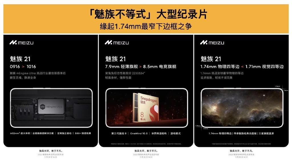 魅族21今日继续爆料！！带来不等式0916 > 1016。魅族这次在马达上也是非