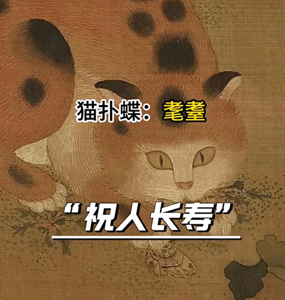 古人玩的那些高级谐音梗：

宋徽宗赵佶的《耄耋图》，猫同“耄”，蝶同“耋”，猫扑