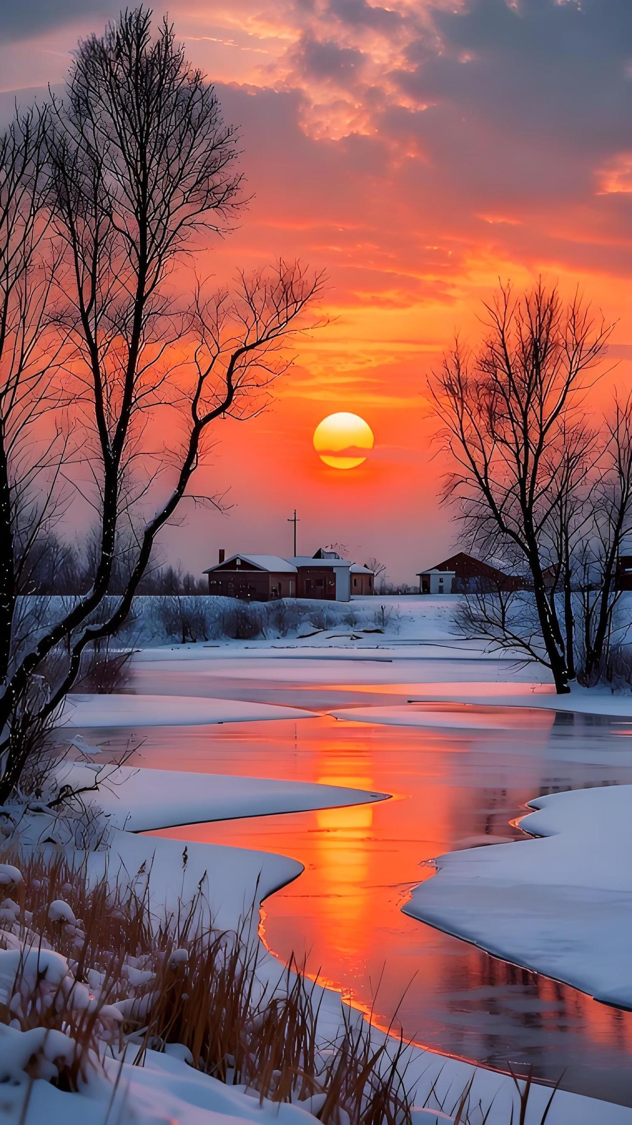 雪后的旷野，纯净如初生，每一次呼吸都清冽如洗 ，冬天来了要记得保暖哦
分享一张绝