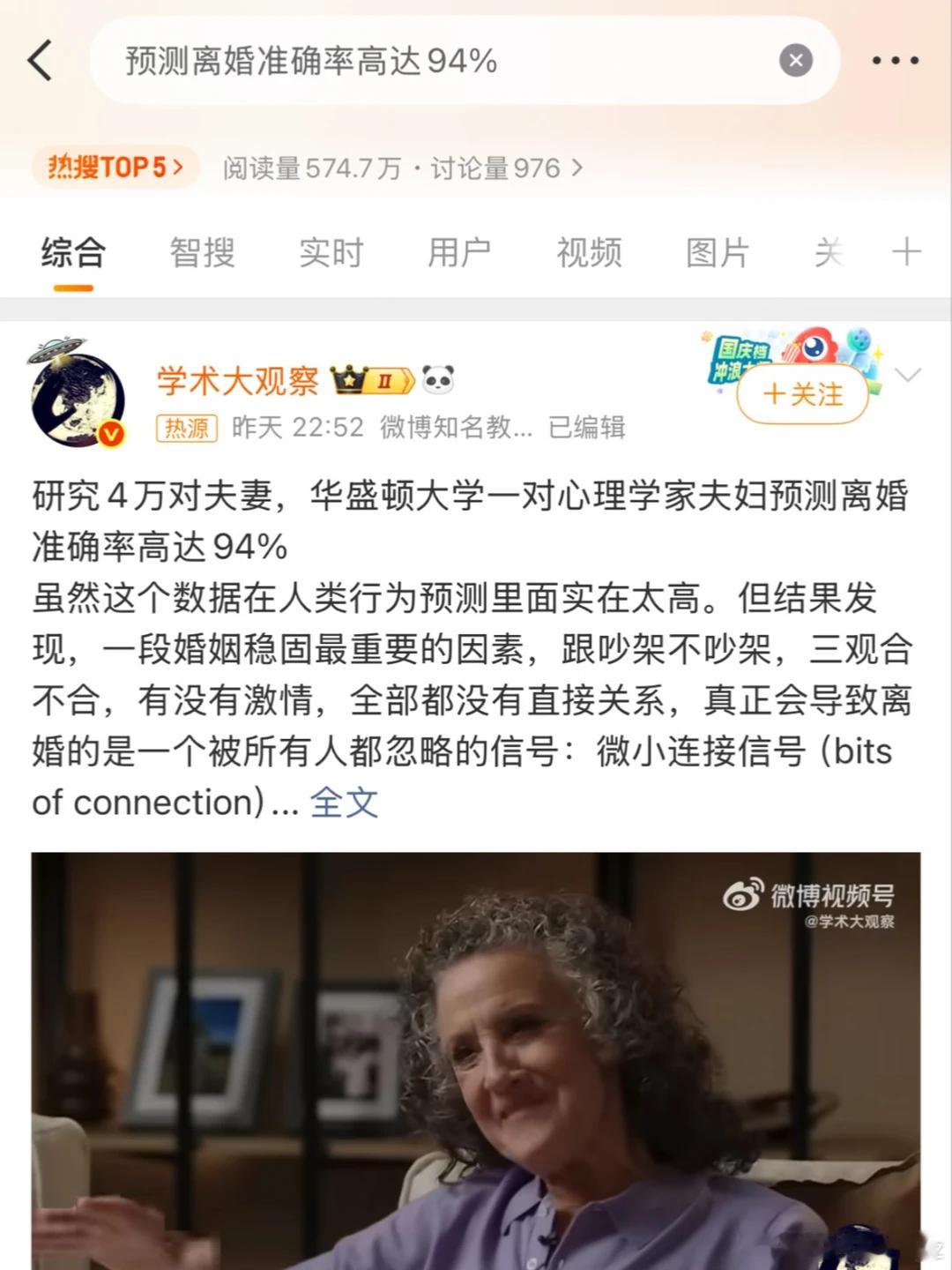 研究4万对夫妻，华盛顿大学一对心理学家夫妇预测离婚准确率高达94%虽然这个数据在