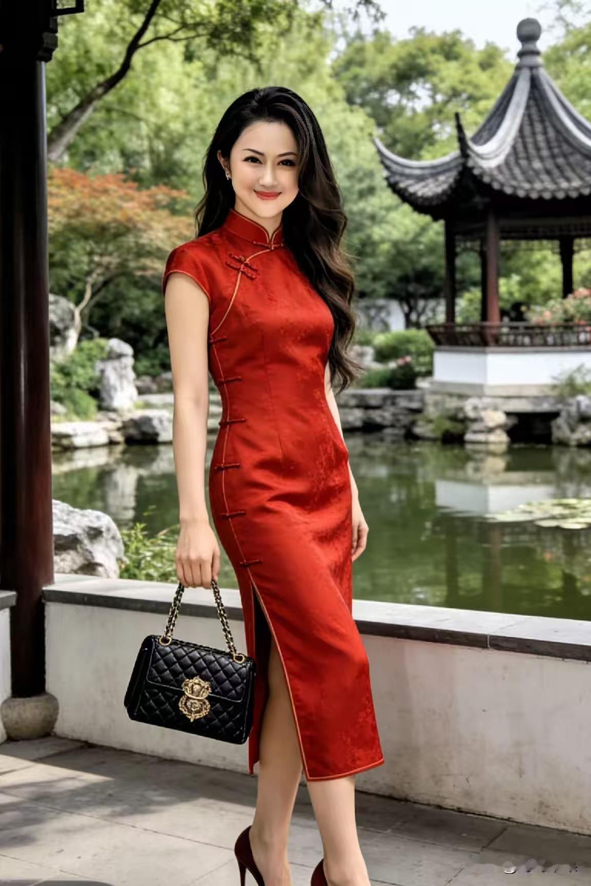 塞鸿秋·旗袍
素绫裁就纤腰俏，
花扣斜映如弦皎。
玉移香度风姿妙，
云鬟低堕幽情