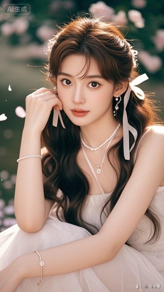 温柔阳光下的少女，白色连衣裙与编发相得益彰，散发自然魅力。