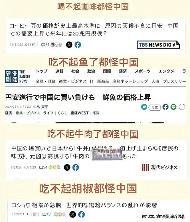 日本现在反华已经到了疯魔的程度了！
物价一涨、日子一难，张嘴就是“都怪中国”，搞