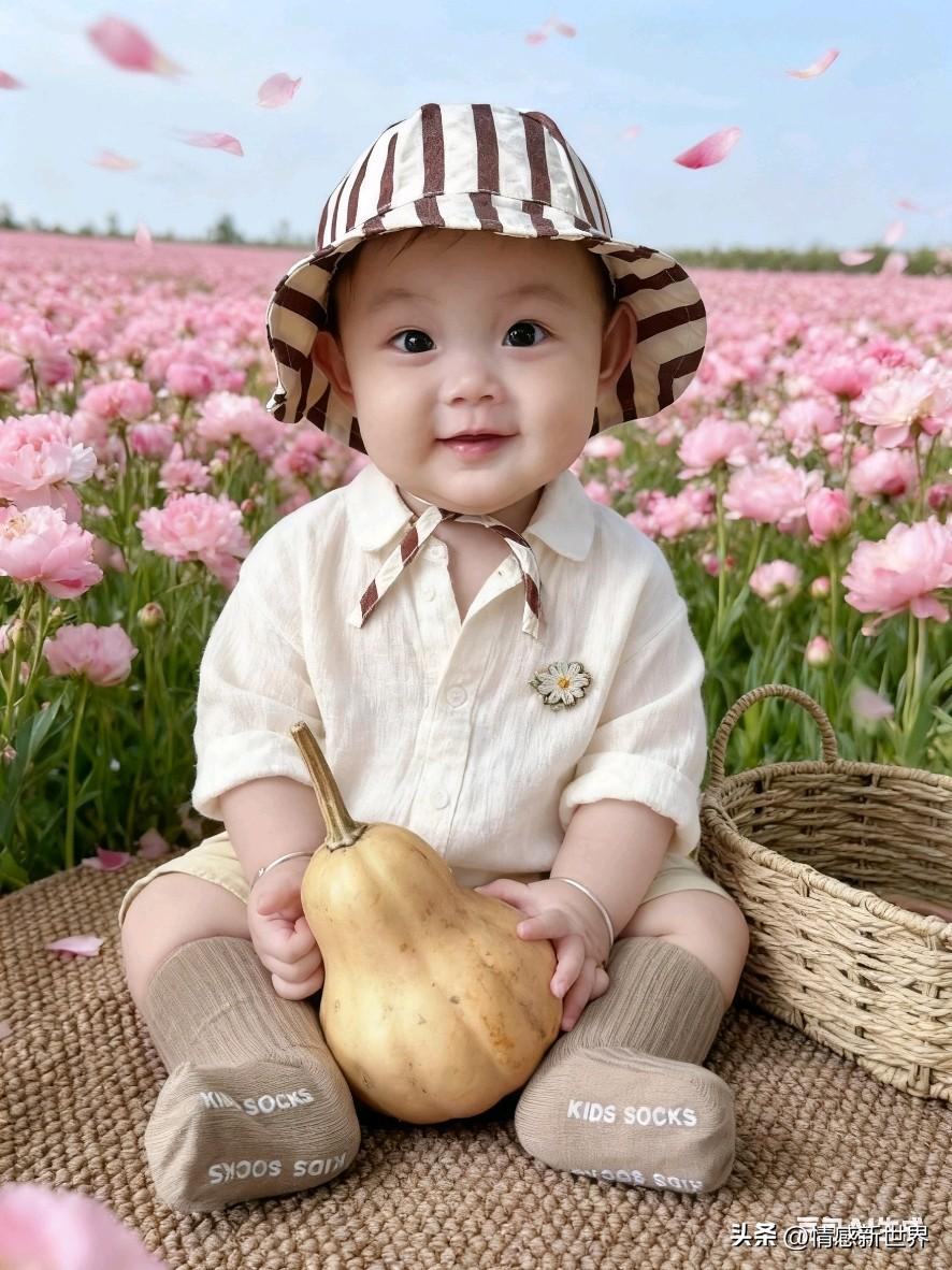 萌娃花田野餐，甜美笑容绽放！🌸🍎👶🏻萌娃出游照 郊游野餐带娃