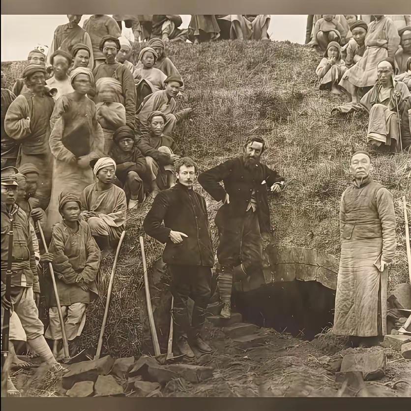 比强盗更可恨的是汉奸走狗！1914年法国人谢阁兰盗挖鲍三娘墓葬现场，走狗丢掉了祖