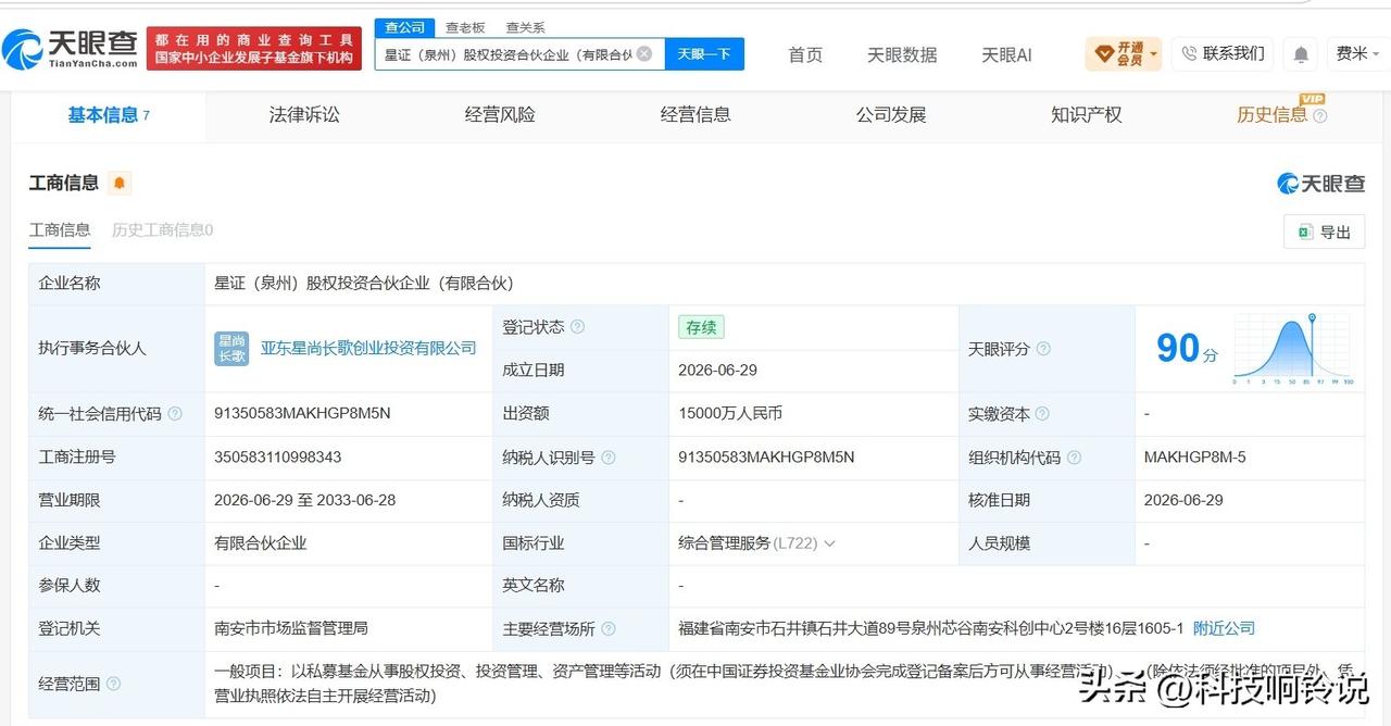 【复星集团、兴业证券在泉州成立新合伙企业 出资额1.5亿】
天眼查App显示，近