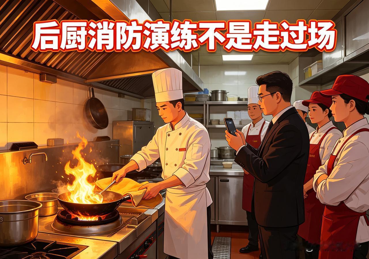 后厨消防演练不是走过场！同行门店刚起火，才懂公司良苦用心
 
干餐饮这么多年，我