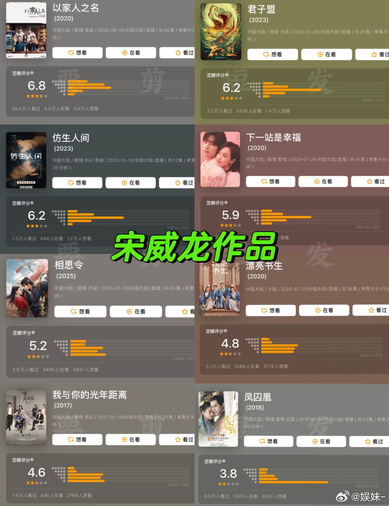 感觉宋威龙资源很好，很多小说影视化的男主都是他 ​​​