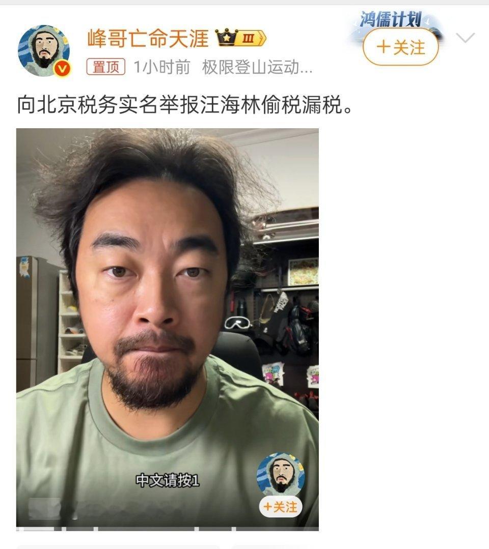 峰哥实名举报汪海林偷税漏税对此你怎么看？ 