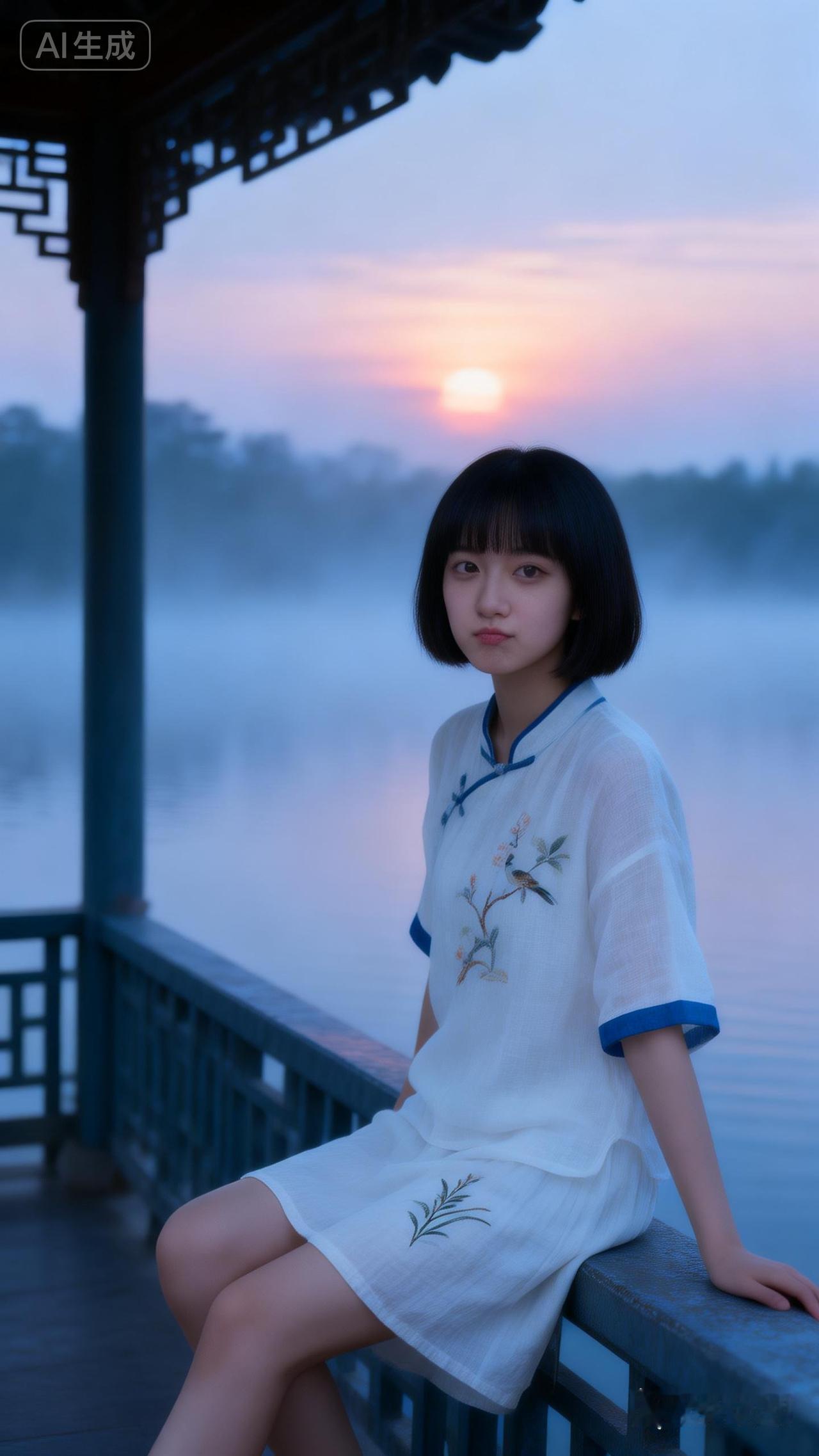 在湖畔亭中，感受时光静好，裙摆轻扬，岁月如歌。