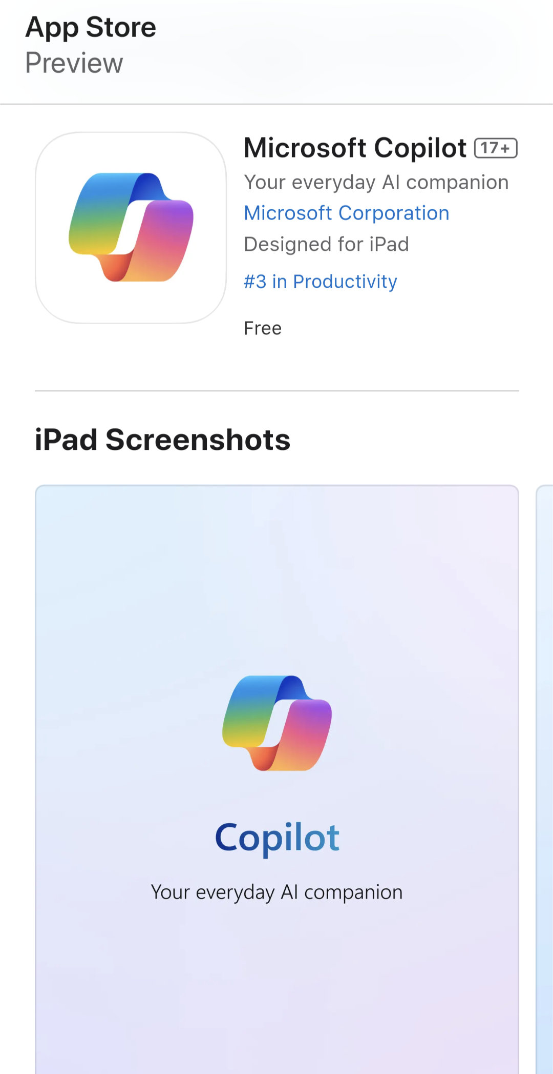 Microsoft Copilot 也已经可以在 iOS App Store 上