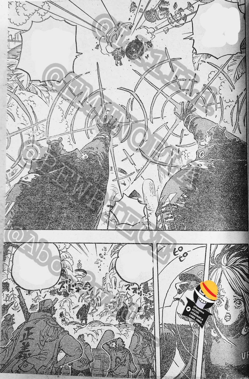 #海贼王1106话漫画# 经典一幕来了！波妮向众多和平主义者喊话：“爸爸，停下来