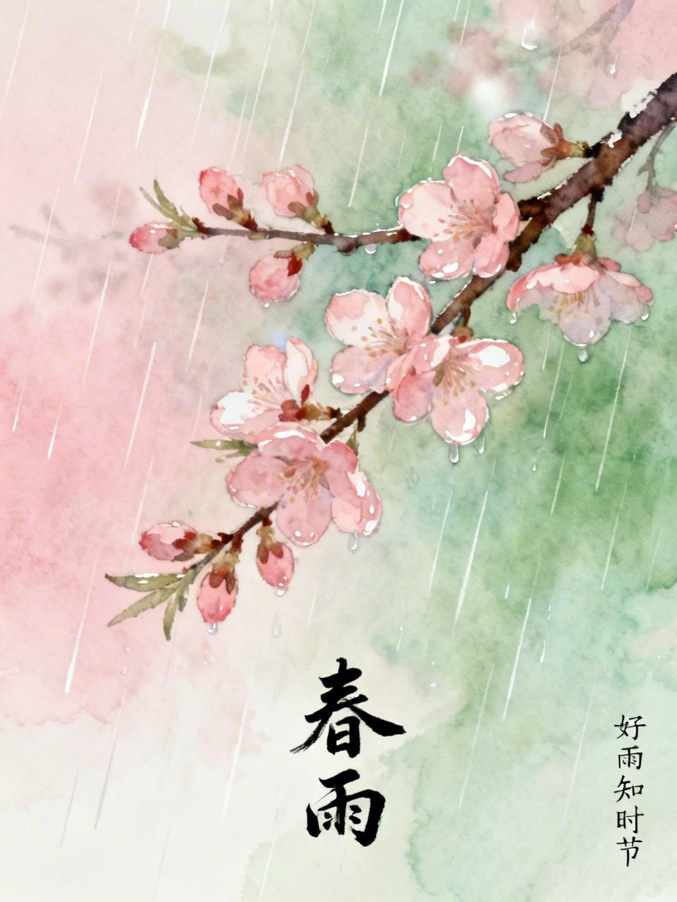 春雨（排律）
 
轻阴笼野润尘沙，淅沥无声落万家。
暗度东风催柳色，细飘寒雾湿桃