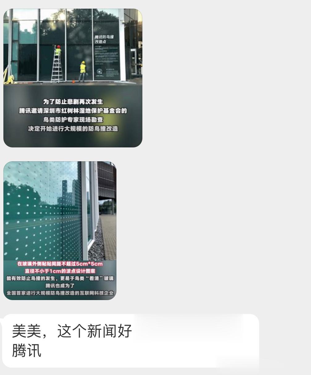 真不错～科学设计的防鸟撞贴纸既不影响玻璃幕墙的“美观”，也能很大程度上缓解鸟撞的