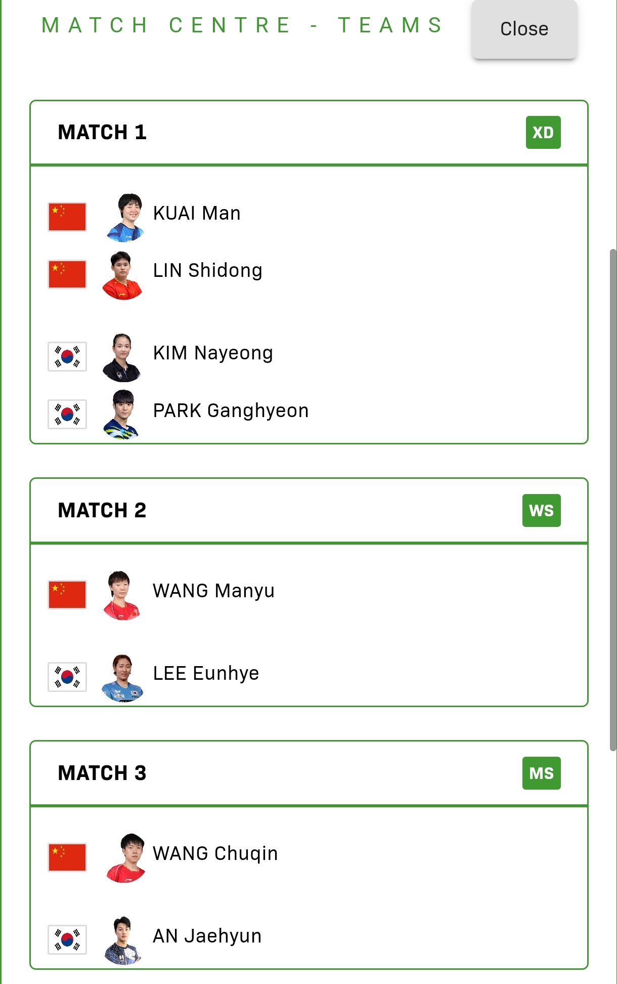 狮友会王楚钦 🦁2025年成都混合团体世界杯 今日赛程:第二阶段循环赛: 中国