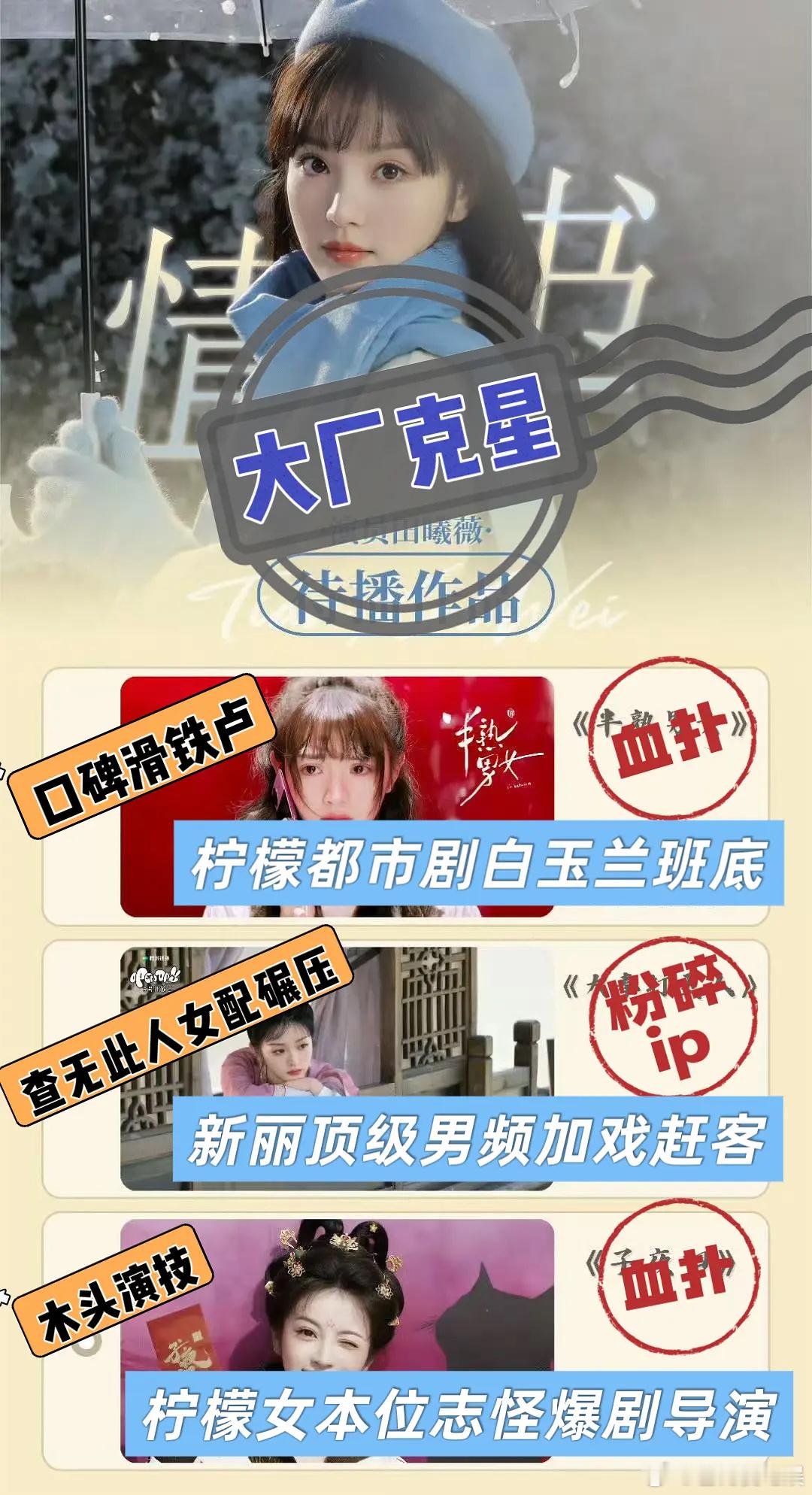 田曦薇子夜归打1500保卫战，她已经连扑3部大厂s+了，资源会降级吗？ ​​​