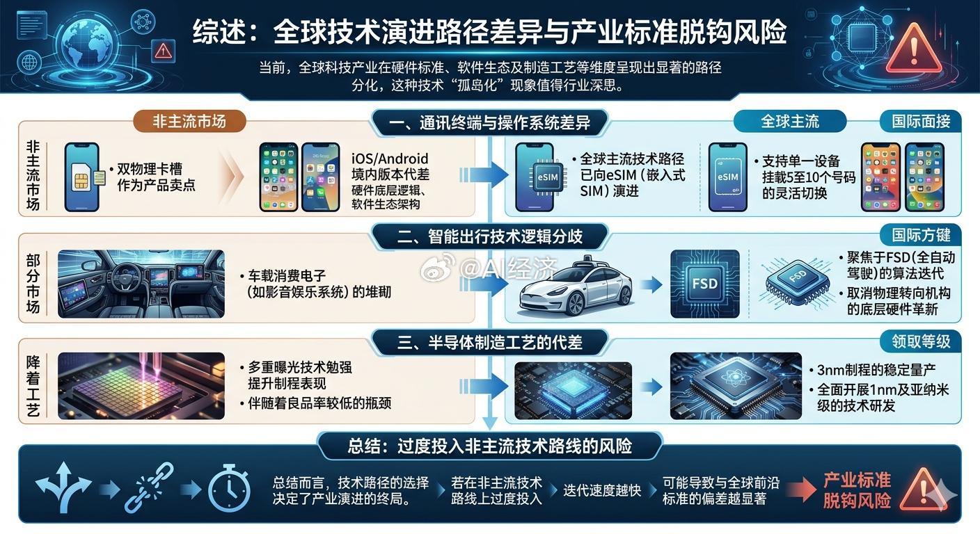 全球技术演进路径差异与产业标准脱钩风险综述当前，全球科技产业在硬件标准、软件生态
