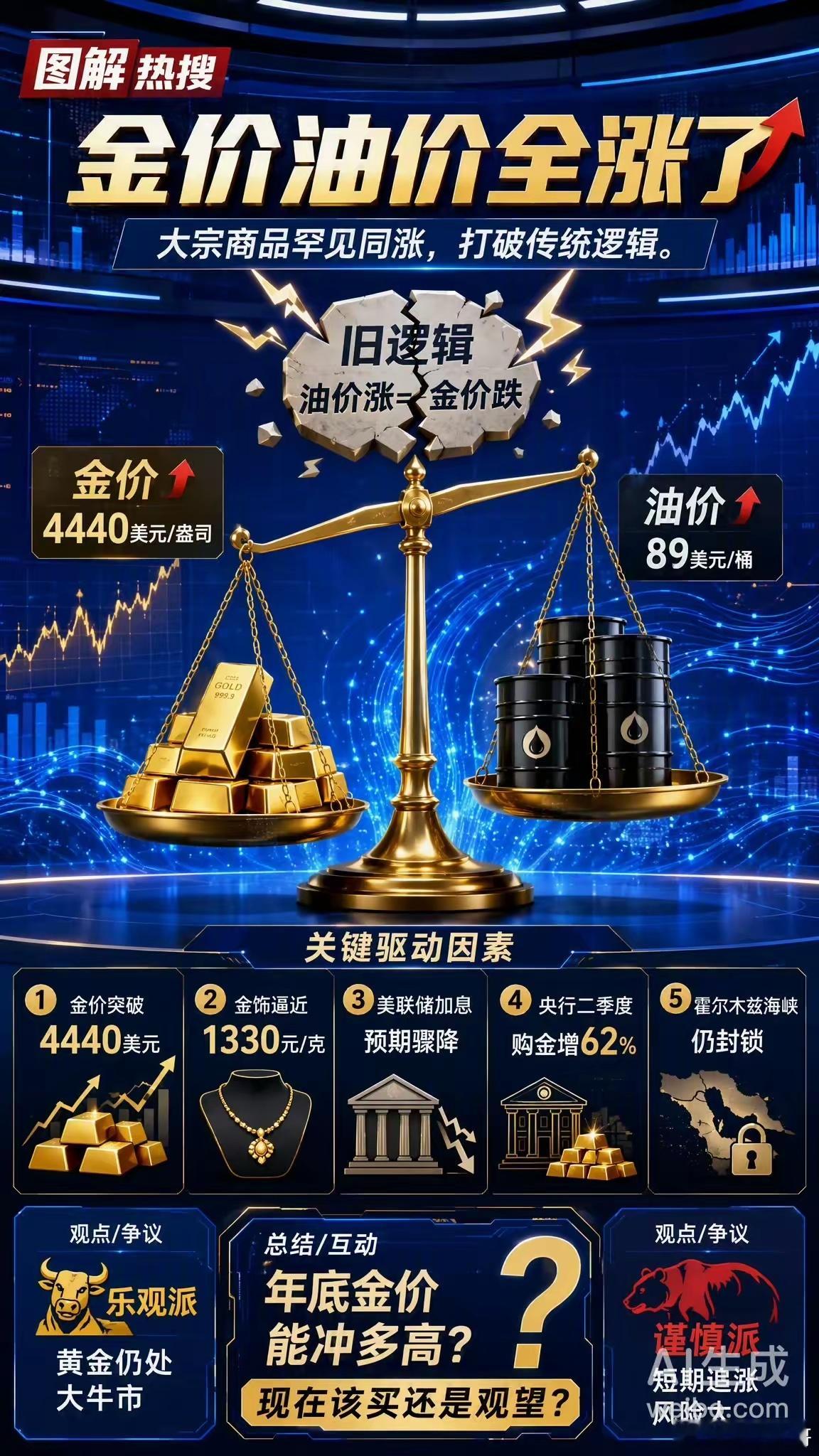 金价下跌 油价大涨金价下跌油价大涨，市场罕见分化，普通人要读懂两大信号近期大宗商