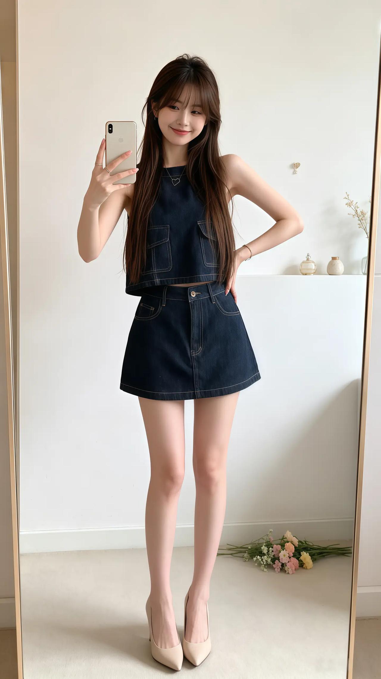ootd女生穿搭 牛仔裙ootd 夏日穿搭显腿长 女生夏季搭配