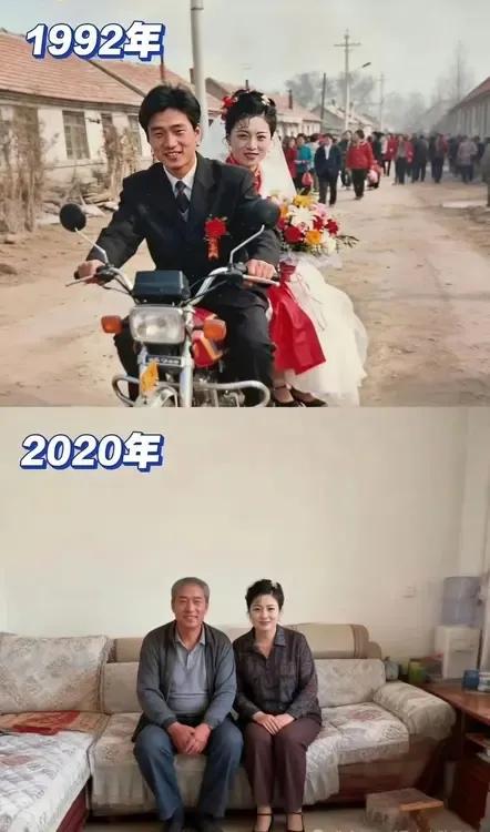 两口子28年前后对比，青丝染霜颜已改，岁月真是一把杀猪刀！