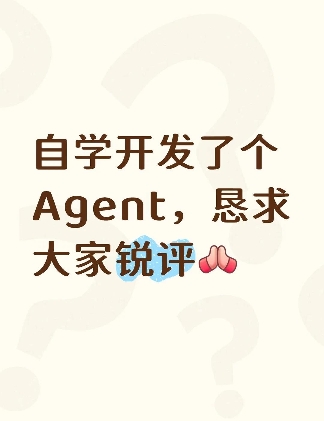 Agent 开发
项目发布也开源了，大家可以一起补充功能，一起学习，有问题的一起