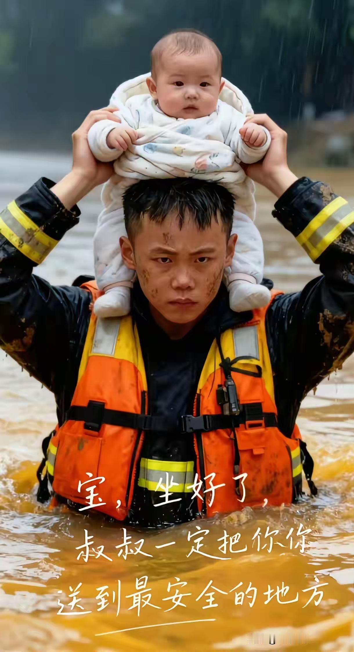一张照片两个人，小小宝，兵哥哥，一个稚嫩懵懂，一个年轻又坚定！

小哥哥大爱无疆