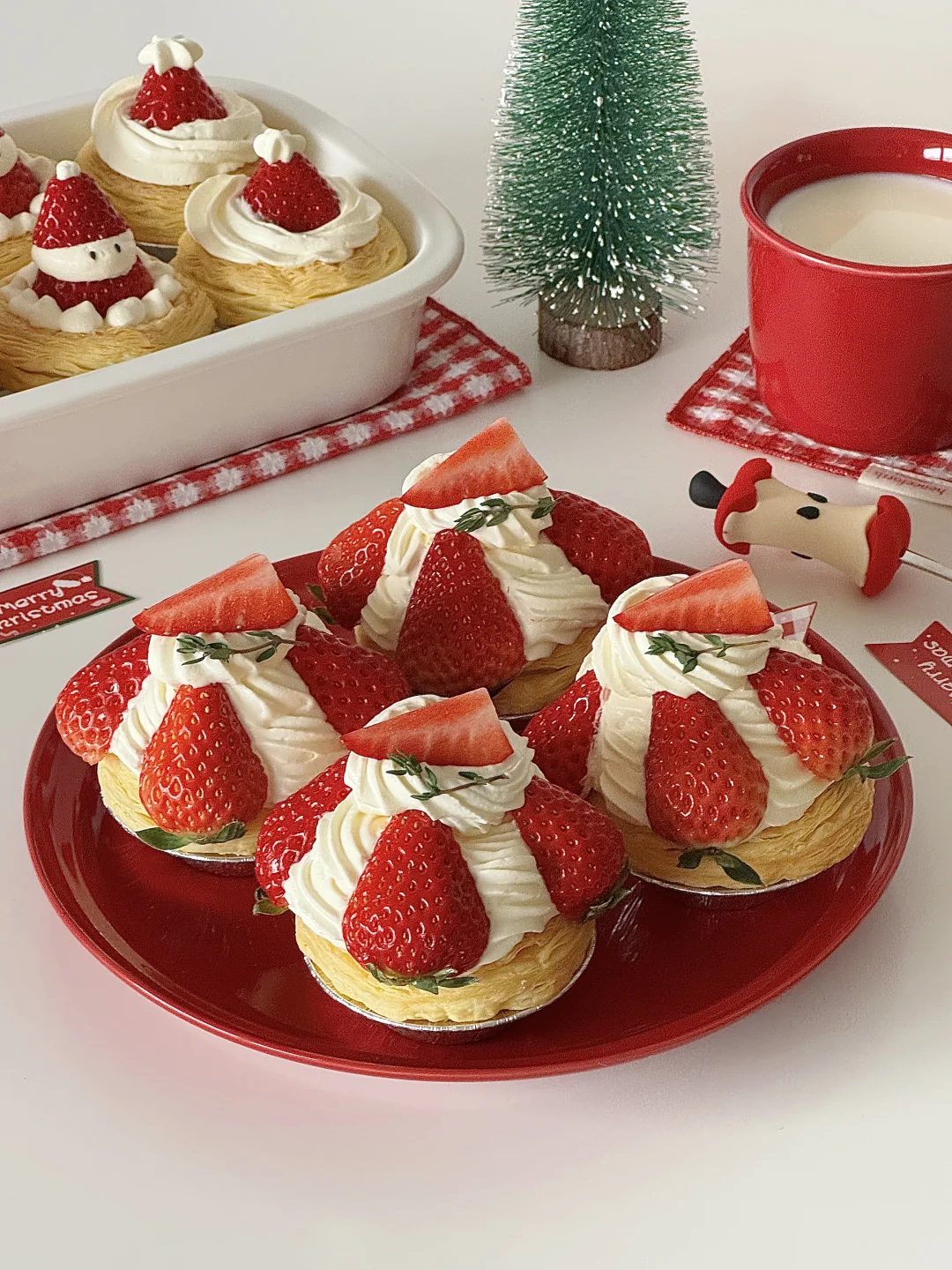 圣诞新年甜品🍓草莓奶油蛋挞🍮蛋香浓郁版🥚