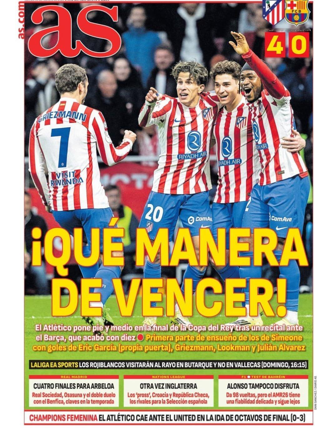 皇马 《阿斯》阿韦罗亚的四场决赛皇家社会、奥萨苏纳以及和本菲卡的两回合，本赛季的