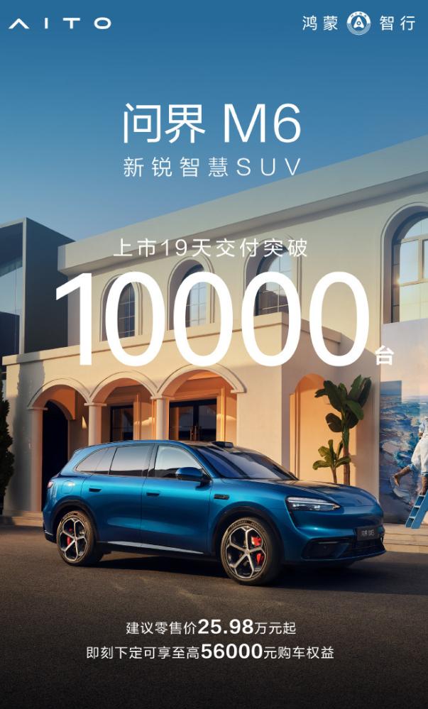 问界M6上市19天交付突破10000台，价格卡的准，定位又是年轻化，还有一些小巧