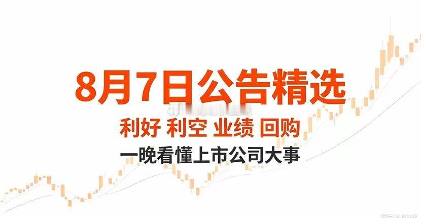 8月7日晚间公告精简分类汇总一、利好1、项目&资本运作佰维存储｜子公司拟融资不超